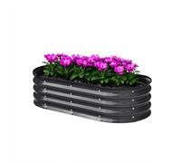 Garvee con Kit de Cama de jardín elevada de Acero galvanizado, 195 x 60 x 28 cm, contenedor para Plantas Resistente, sin Fondo, Borde de Seguridad, Acabado Negro Duradero, Ideal para Verduras, Flores