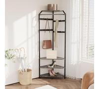 Garvee Con Perchero De Esquina - Percheros De Pie, Burro Ropa Resistente, Burro Ropa, Perchero Ropa(Gris Piedra)