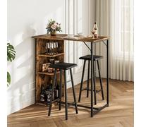Garvee Conjunto de Bar 3 Piezas con estantes - Mesa pequeña y 2 taburetes de Metal Cocina, Comedor o Apartamentos - Ahorra Espacio - Color Vintage + Tubo Negro (cojín)