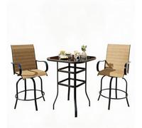 Garvee Conjunto De Bar 3 Piezas, Taburetes Giratorios y Mesa Cristal