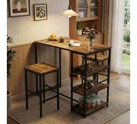 Garvee Conjunto De Comedor Alto con 2 Taburetes - Estilo Vintage - Estructura Metálica Robusta - Fácil Montaje - Ideal para Cocina, Comedor o Restaurante - Versátil como Mesa De Desayuno