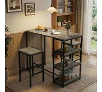 Garvee Conjunto De Comedor Alto con 2 Taburetes - Estilo Vintage - Estructura Metálica Robusta - Fácil Montaje - Ideal para Cocina, Comedor o Restaurante - Versátil como Mesa De Desayuno