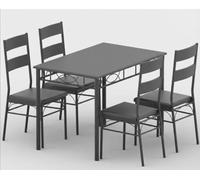 Garvee Conjunto De Comedor De 5 Piezas - Mesa Rectangular De Madera con Acabado De Nogal y 4 Sillas De Metal con Asiento De Cuero Sintético - Mueble para Cocina, Comedor y Sala De Estar