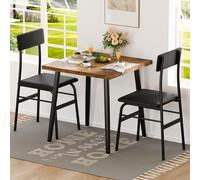 Garvee Conjunto de Comedor pequeño para 2 Personas - Mesa Cuadrada de Madera y Metal con 2 sillas tapizadas - Diseño Compacto y Ahorra Espacio - Ideal para Cocina, Comedor, apartamento o rincón de