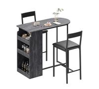 Garvee Conjunto de Mesa Alta y 2 sillas para Comedor, Cocina o Bar - Diseño Compacto con Estante de Almacenamiento - Ideal para Apartamentos pequeños o desayunador - Sillas de Piel sintética - Estilo