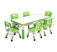 Garvee Conjunto de Mesa y 6 sillas Infantiles Ajustables - Escritorio Antideslizante y Resistente, fácil de Limpiar - Ideal para Actividades, Manualidades y Arte - para niños de 2 a 10 años - Uso en