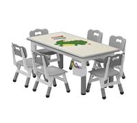 Garvee Conjunto de Mesa y 6 sillas para niños - Altura Ajustable, Escritorio Multifuncional Antideslizante, Caja de Almacenamiento, diseño ergonómico - Ideal para hogar, guardería y Preescolar -
