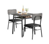 Garvee Conjunto Mesa y 2 Sillas Cocina,Mesa De Cocina,Mueble Auxiliar De Cocina，Silla 39×45×89 cm,Diseño Que Ahorra Espacio,para Salón y Bar,Color Gris