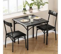 Garvee Conjunto Mesa y Sillas Comedor, Mesa Comedor con 2 Sillas, para el Hogar, la Oficina, Cocina, Sala de Estar (Negro)
