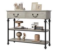 Garvee Consola Columna Romana - Mesa Estilo Antiguo con 2 Cajones y Patas Talladas Pilastra