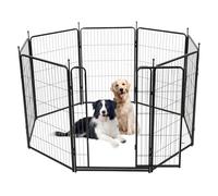 Garvee Corral de metal resistente para animales pequeños, recinto plegable para perros de 8 paneles con puertas, valla portátil resistente al óxido para interiores y exteriores, patio de juegos para