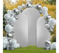Funda de Arco Decorativo elástica - Spandex Plateado Doble Cara - Fondo versátil para Bodas, Baby Shower y Eventos - Instalación Simple y Resistente - 0.8m Ancho x 1.8m Alto, sin Soporte, Plateado