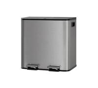 Garvee Cubo de Basura Doble de Acero Inoxidable con Pedal 2x15L - Cierre Suave y Silencioso para Cocinas Pequeñas Reciclaje, Gris
