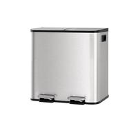 Garvee Cubo de Basura Doble de Acero Inoxidable con Pedal 2x15L - Cierre Suave y Silencioso para Cocinas Pequeñas Reciclaje, Plateado