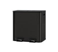 Garvee Cubo de Basura Doble de Acero Inoxidable con Pedal 2x15L - Cierre Suave y Silencioso para Cocinas Pequeñas Reciclaje, Negro