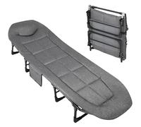 Garvee Cuna de camping para adultos, cama plegable portátil para dormir, cuna ligera con bolsillo lateral, almohada y colchón, cuna portátil para acampar y viajes, soporta 227 kg