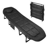 Garvee Cuna de camping para adultos, cama plegable portátil para dormir, cuna ligera con bolsillo lateral, almohada y colchón, cuna portátil para acampar y viajes, soporta 227 kg