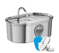 Garvee - Dispensador de agua para gatos (3,5 L, fuente automática, ultra silenciosa, de acero inoxidable, filtro de carbón, nivel de agua visible, fácil limpieza, apto para gatos y perros pequeños