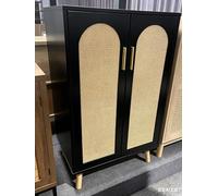 Garvee Dos Puertas Gabinete Curvo De Ratán - Versión Alta, Diseño Elegante, Durabilidad Mejorada, Espacio Ampliado, Fácil Montaje