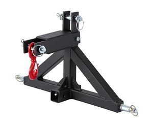 Garvee Enganche de Remolque de 3 Puntos para Tractor Cat.1 y Enganche rápido, Receptor 5,08 cm, Acero al Carbono Q235, Gancho con Anilla y pasadores, Tiro Aprox. 1360 kg [83,5x31x45 cm, Negro]