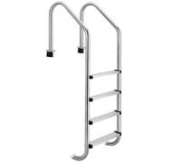Garvee Escalera de Piscina de 4 Peldaños, Acero Inoxidable 304 de Alta Resistencia para Piscinas Enterradas, Peldaños Antideslizantes con Pasamanos Ergonómico, Soporta 180 kg, Fácil Instalación.