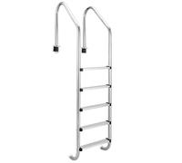 Garvee - Escalera de seguridad para piscina, 5 peldaños de acero inoxidable 304, antideslizante, resistente al óxido, capacidad 380 kg, fácil instalación, para piscina fuera del suelo