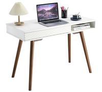 Garvee Escritorio Compacto de Madera Resistente - Diseño Mid-Century con cajón y Estante Abierto - Ideal para Dormitorio, Oficina en casa o Sala - Multifuncional para Estudio, tocador o Ordenador -
