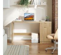 Garvee Escritorio Ejecutivo Moderno con Espacio De Almacenamiento - 152 cm De Ancho - Escritorio De Madera con Cajón y Armario Oficina En Casa, Despacho o Sala De Conferencias - Roble Natural