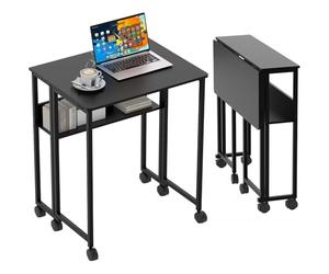 Garvee Escritorio Plegable - Mesa Escritorio 24.8 Pulgadas, Material Ecológico de Calidad, Multifunción con Almacenamiento, Móvil y Compacto, Soporte 135 Libras, Color Negro