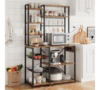 Garvee Estante Industrial De Cocina De 7 Niveles para Horno, con Almacenamiento Amplio, Cestas Metálicas y Estante Colgante, Ideal para Microondas, Barra De Café o Isla De Cocina