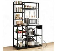 Garvee Estante Industrial De Cocina De 7 Niveles para Horno, con Almacenamiento Amplio, Cestas Metálicas y Estante Colgante, Ideal para Microondas, Barra De Café o Isla De Cocina