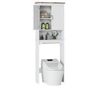 Garvee Estante Organizador sobre Inodoro de 66'' de Alto - Puertas Dobles - Estantes Ajustables - Compartimento Abierto y Cierre magnético - Fácil Montaje - Color Blanco
