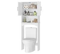 Garvee Estante Organizador sobre Inodoro para baño - 3 Niveles - Puertas Dobles y Estante Abierto - Diseño Independiente y Ahorra Espacio - Ideal para Almacenamiento y organización de baño - Color