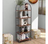 Garvee Estantería 5 Niveles, Elegante diseño Curvo, Estructura de Metal Dorado, Estante Estrecho para Sala de Estar, Dormitorio y Oficina, 180 x 60 x 28 cm