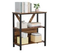 Garvee Estantería abierta de 3 niveles con kit antivuelco, estantería industrial con marco de metal resistente, estante de almacenamiento de madera para sala de estar, dormitorio, oficina en casa