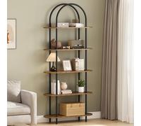 Garvee Estantería Arqueada Industrial De 5 Niveles con Estructura Metálica y Patas Ajustables, Moderna Estantería Abierta para Salón, Dormitorio y Oficina, Color Negro y Vintage.