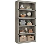 Garvee Estantería De 5 Niveles Estilo Rústico para Oficina y Hogar - Librero De Madera Robusto y Abierto - Ideal para Libros Pesados y Organización - Disponible En Gris, Vintage o Cerezo