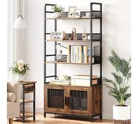 Garvee Estantería de Almacenamiento de 5 Niveles con Puertas de Malla y Estructura de Hierro para Dormitorio y Salón Cocina 80×30×180 cm(Colores Vintage)