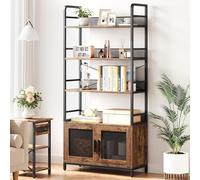 Garvee Estantería de Almacenamiento de 5 Niveles con Puertas de Malla y Estructura de Hierro para Dormitorio y Salón Cocina 80×30×180 cm(Colores Vintage)