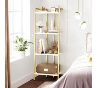 Garvee Estantería de Escalera Dorada de 4 Niveles para Oficina - Librero Moderno Compacto de Metal Blanco y Dorado - Estante Elegante para Libros, Plantas y decoración - Estructura de Hierro Dorado y