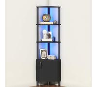 Garvee Estantería de Esquina con Luces LED Integradas - Estante Decorativo para Almacenaje en Rincón, Ideal para Salón, Dormitorio o Baño, Fácil Montaje