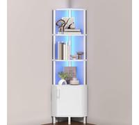 Garvee Estantería de Esquina con Luces LED Integradas - Estante Decorativo para Almacenaje en Rincón, Ideal para Salón, Dormitorio o Baño, Fácil Montaje