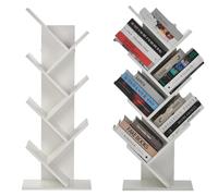 Garvee Estantería De Madera En Forma De árbol Que Ahorra Espacio: 6 Estantes, Grande y Moderna, Independiente para Libros, Revistas y CD, Multifuncional para Salón, Oficina y Estudio En Casa