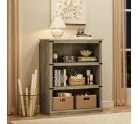 Garvee Estantería de oficina rústica de 3 niveles - Estante abierto de madera gris resistente - Ideal para almacenamiento y exhibición de libros pesados - Para sala, dormitorio u oficina - 101,5 cm de