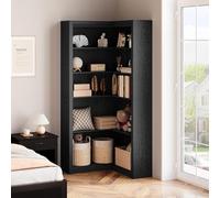 Garvee Estantería esquinera en L para Oficina - 5 Niveles Abiertos - 182 cm de Altura - Gran Capacidad y Resistencia - Madera Blanca - Incluye Kit antivuelco - Estilo Industrial - Color: Black