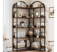 Garvee Estantería Esquinera, Estantería en Forma de L,Altura 174 cm de 5 Niveles,Estante de Escalera,Oficina en Casa, Marrón Rústico Moderno