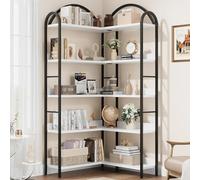 Garvee Estantería Esquinera, Estantería en Forma de L,Altura 174 cm de 5 Niveles,Estante de Escalera,Oficina en Casa, Blanco Moderno