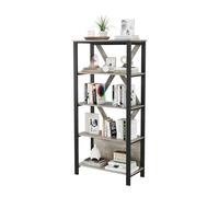 Garvee Estantería Industrial con Luz LED Ajustable - Librero Bajo con Estantes Abiertos y Estructura Metálica - Ideal para Oficina, Sala o Dormitorio - Color Gris