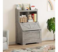 Garvee Estantería Infantil con Tapa Abatible y 2 Compartimentos - Organizador De Juguetes y Libros para Niños - Diseño Práctico para Cuarto De Juegos, Dormitorio o Guardería - Ahorro De Espacio