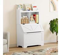 Garvee Estantería Infantil con Tapa Abatible y 2 Compartimentos - Organizador De Juguetes y Libros para Niños - Diseño Práctico para Cuarto De Juegos, Dormitorio o Guardería - Ahorro De Espacio